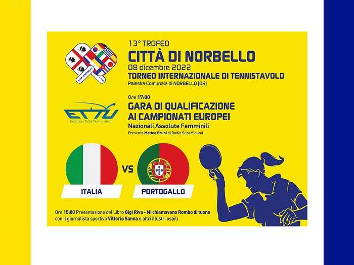 Tennistavolo Norbello: l'8 dicembre internazionale con libro Gigi Riva e Italia-Portogallo