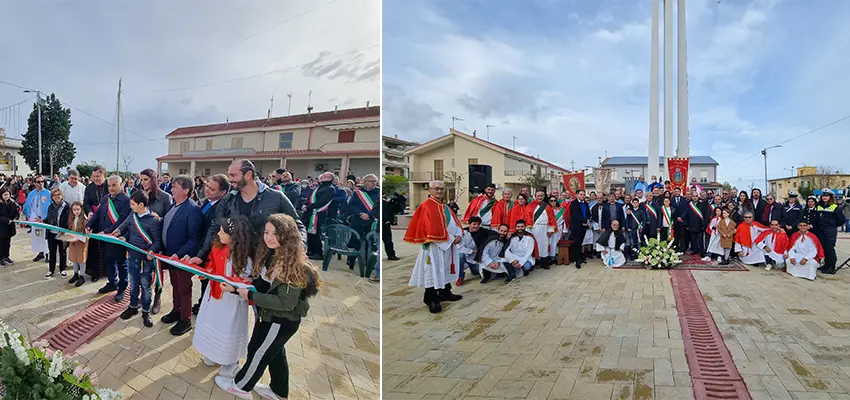 Comune di Santa Caterina commozione in occasione della cerimonia di inaugurazione della Piazza Papa Giovanni XXIII