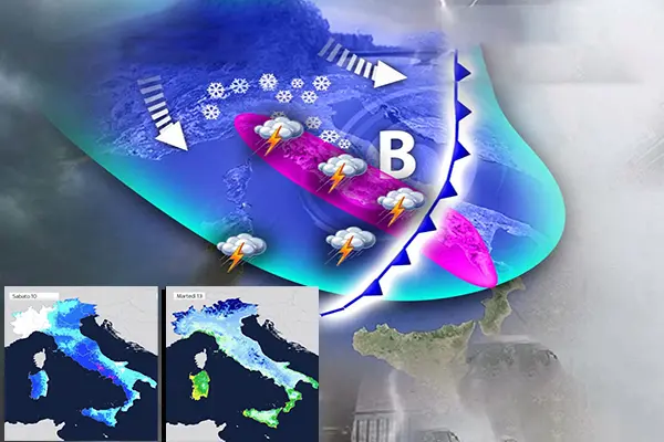 Meteo: Weekend, forte perturbazione con nubifragi, nevicate e venti di burrasca poi da lunedì da brivido, i dettagli