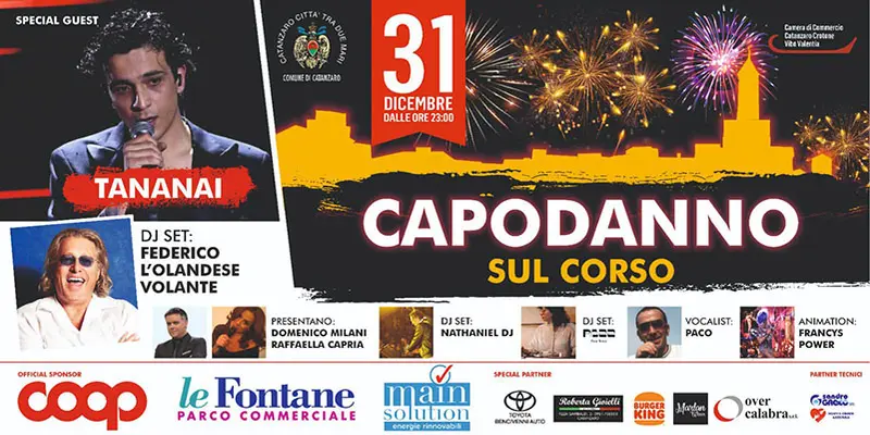 Catanzaro Ecco la Notte di "Capodanno sul Corso" con Tananai, dj set e animazione
