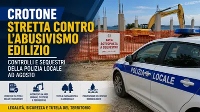 Crotone, stretta contro l’abusivismo edilizio: controlli e sequestri della Polizia Locale ad agosto
