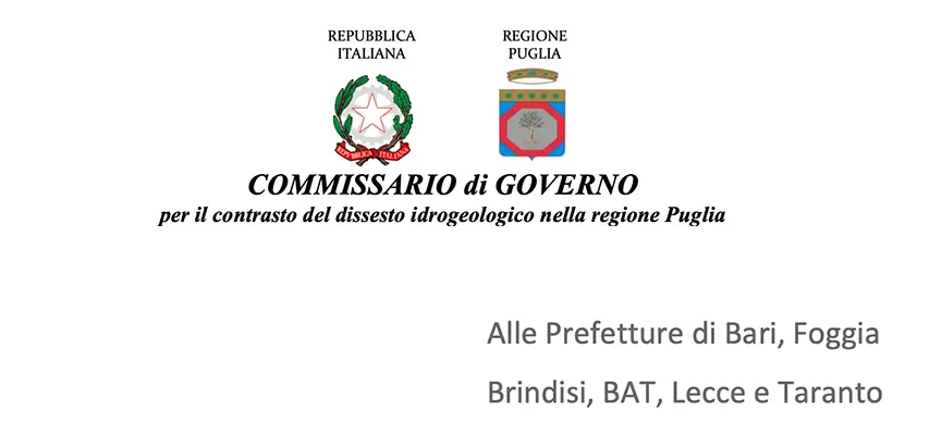 Dissesto idrogeologico, relazione del Commissario di Governo alle Prefetture