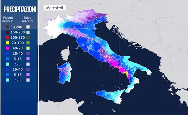 Meteo: Prossima Settimana, Arriva il vero inverno con pioggia e neve fino in pianura, attesi effetti pesanti