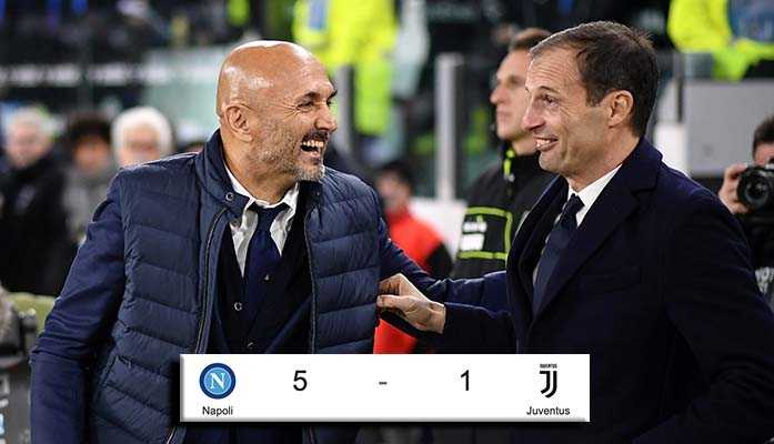 Spacca Napoli travolge la Juve 5-1, il commento post-partita di Spalletti e Allegri, i dettagli