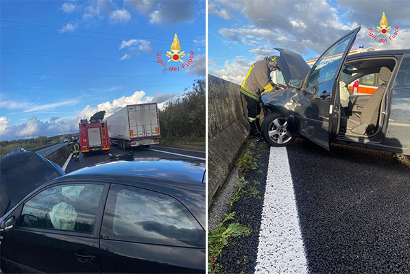 Catanzaro SS280, auto impatta violentemente contro le barriere new Jersey, i Vvf affidano ferito al SEU118