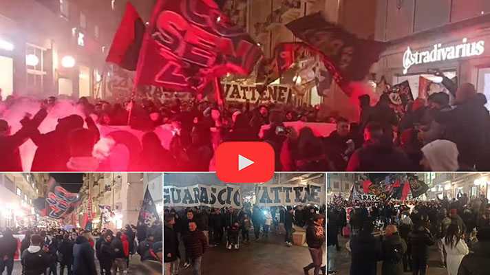 La Tifoseria del Cosenza in piazza per chiedere al presidente Guarascio di andare via. Video