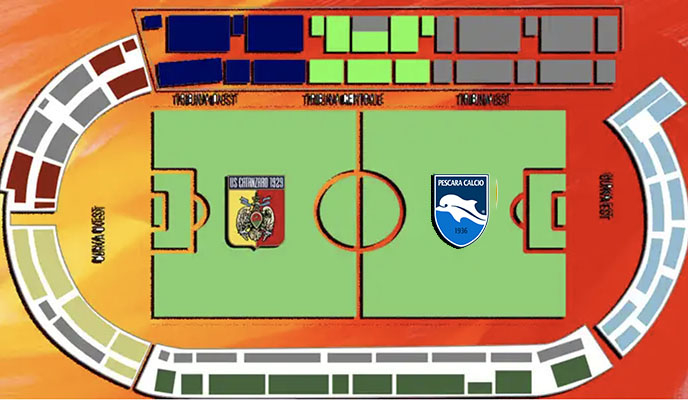 Calcio. Aggiornamento: Catanzaro-Pescara: Info Biglietti. “GIORNATA GIALLOROSSA”. Ecco i prezzi dei tagliandi, punti prevendita esterni, on-line su go2 e settore ospiti, i dettagli