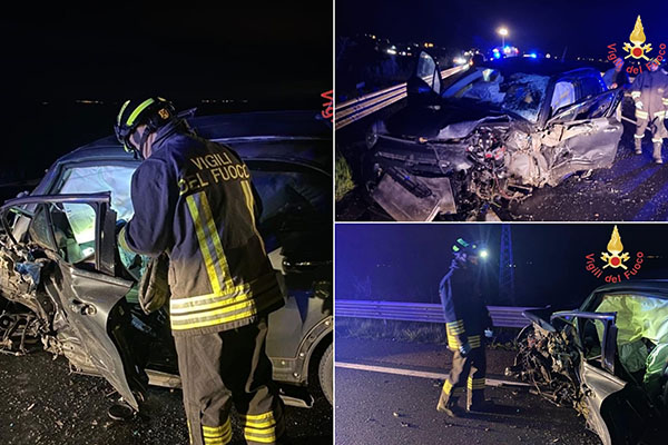 Steccato di Cutro. Pauroso incidente stradale SS106 i Vvf estraggono uomo ferito dalle lamiere