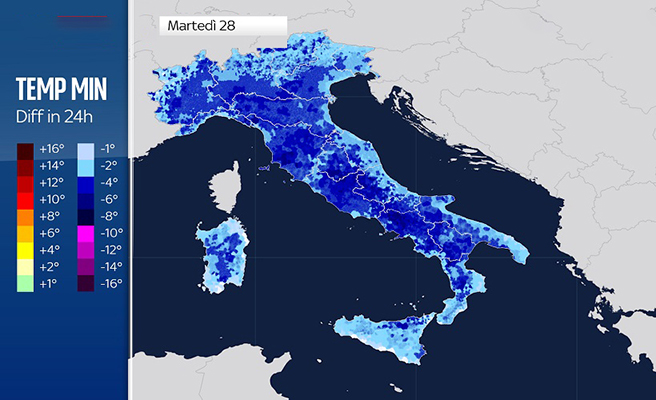 Meteo: Temperature, con clima Invernale, possibile possibili gelate le previsioni