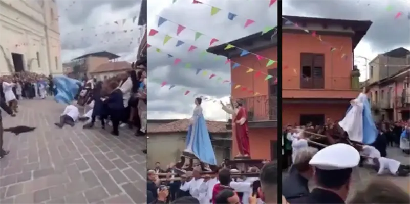 Apprensione durante l'Affrontata di San Calogero: La statua della Madonna rischia di cadere durante la processione pasquale