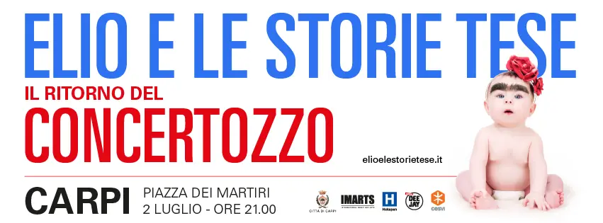 Elio e Le Storie Tese, Trio Medusa e Cesvi presentano Il Ritorno del Concertozzo il 2 luglio in Piazza Martiri a Carpi (Modena). I dettagli