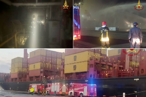 Vvf impegnati nel porto di Gioia Tauro per incendio a bordo della motonave "Nordic Anna*