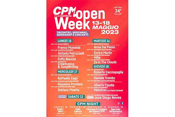 Da sabato 13 a giovedì 18 maggio torna l'OPEN WEEK al CPM Music Institute di Milano!