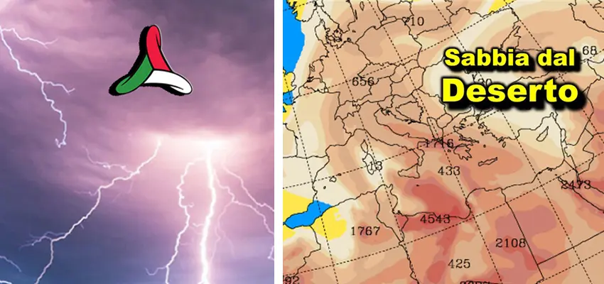 Allerta Meteo, Avviso della Protezione Civile vento e nubifragi e voluminosa nube di sabbia del Sahara, ecco le regioni interessate