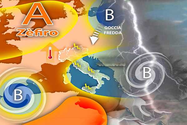 Meteo: conflitto meteorologico imminente: Anticiclone Zèfiro e Goccia Fredda si scontrano nei prossimi giorni