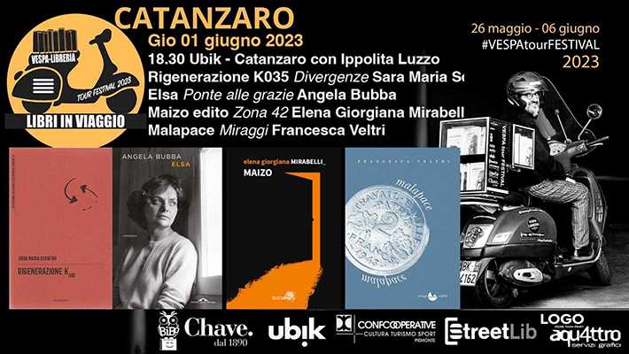 Ubik di Catanzaro ospita Vespa Tour. Festival con Ippolita Luzzo e le scrittrici Bubba, Mirabelli, Serafini, Veltri