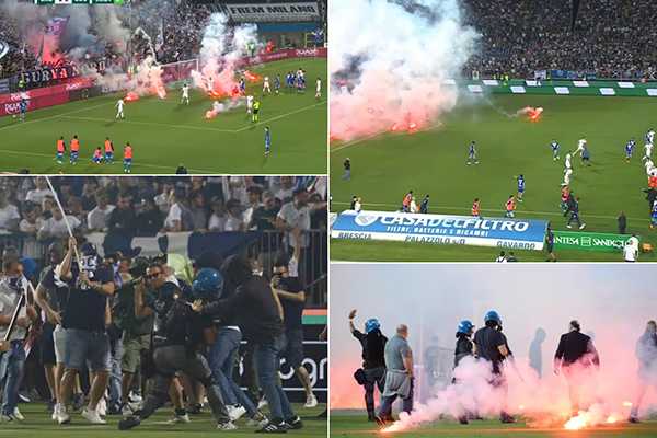 Calcio, Serie B Playout: Brescia-Cosenza, il caos vergognoso: retrocessione, fumogeni e invasione di campo scatenano il caos