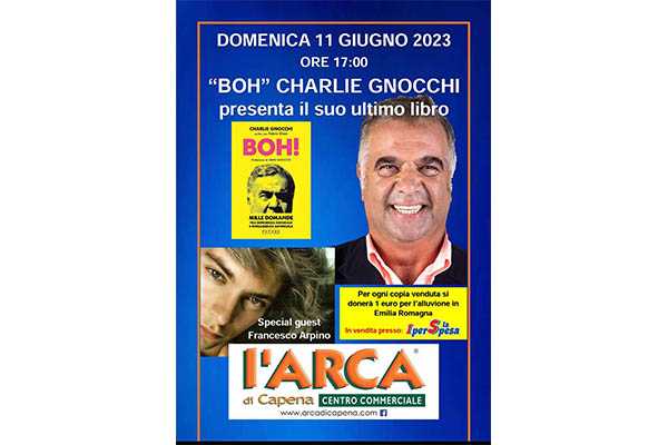 Charlie Gnocchi l'11 giugno a Roma per presentare il suo libro "Boh!"