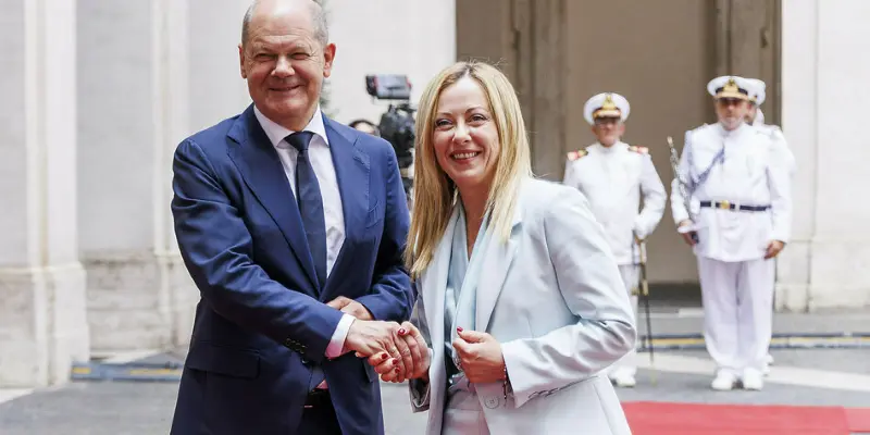 Il cancelliere tedesco Olaf Scholz in visita a Roma