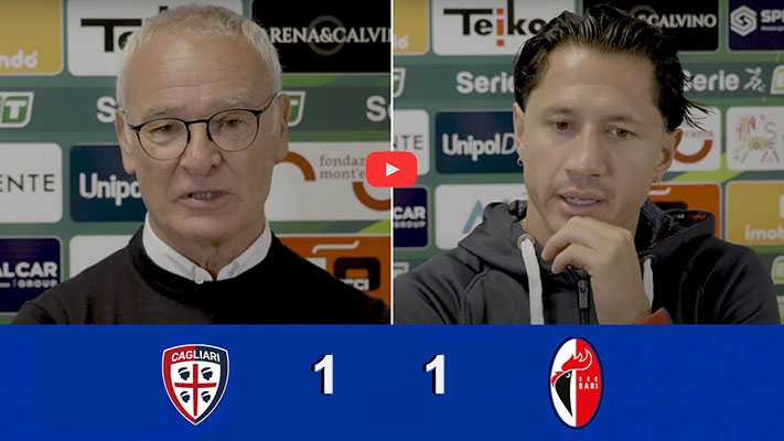 Calcio finale playoff Serie B: Cagliari e Bari pareggiano il commento intervista post-partita del tecnico Ranieri e Antenucci (highlights-Video)