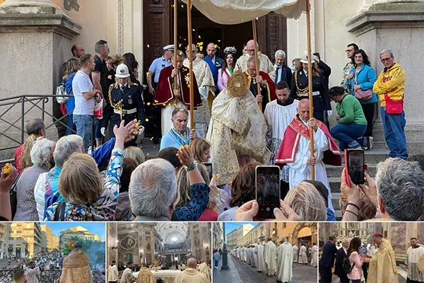 Mons. Maniago presiede la solenne celebrazione del Corpus Domini e guida la processione cittadina verso la speranza