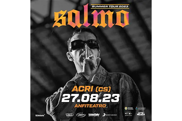 37° “Fatti di Musica Festival”: confermato anche il live di Salmo, Super big della nuova musica d’autore italiana, il 27 agosto nell’ anfiteatro romano di Acri (CS), al via la prevendita