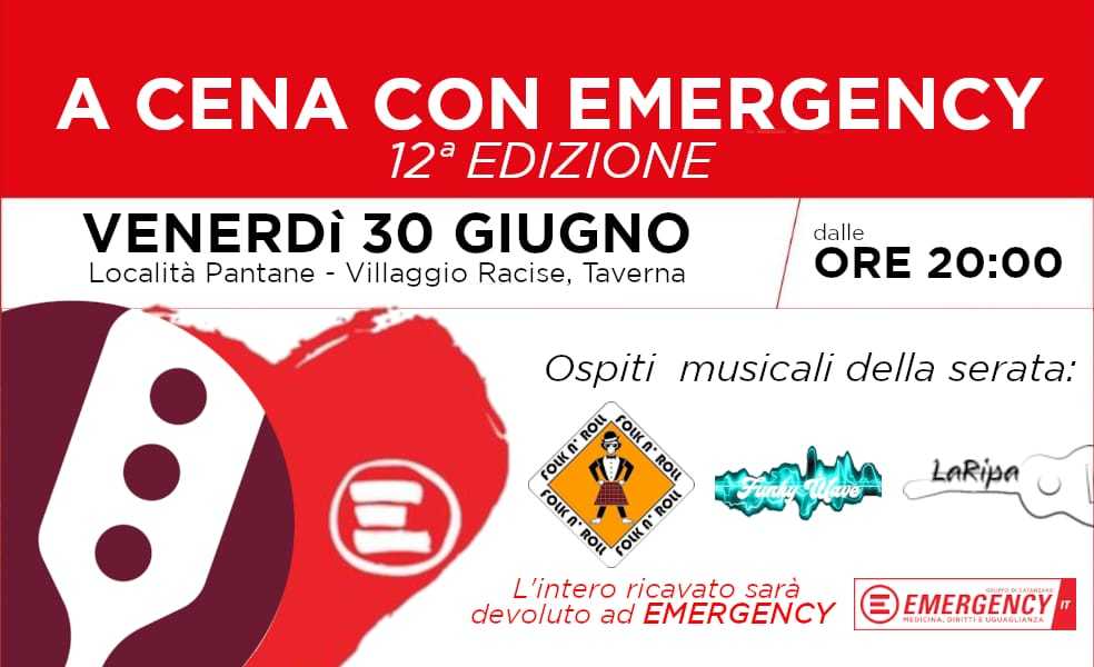 A Cena con Emergency La 12esima edizione si svolgerà il 30 giugno presso il ristorante “Il Semaforo” I dettagli