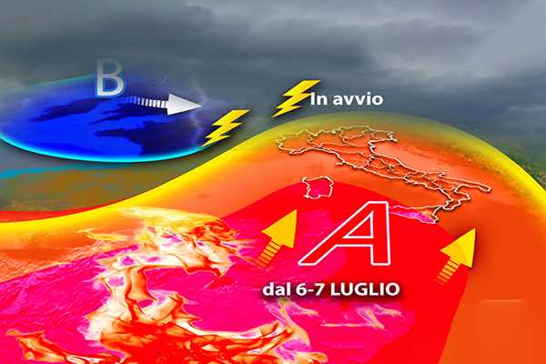 Meteo: oggi potenziali nubifragi, poi dalla settimana 6-7 luglio impennata termica sub-tropicale con punte di 40 gradi. I dettagli