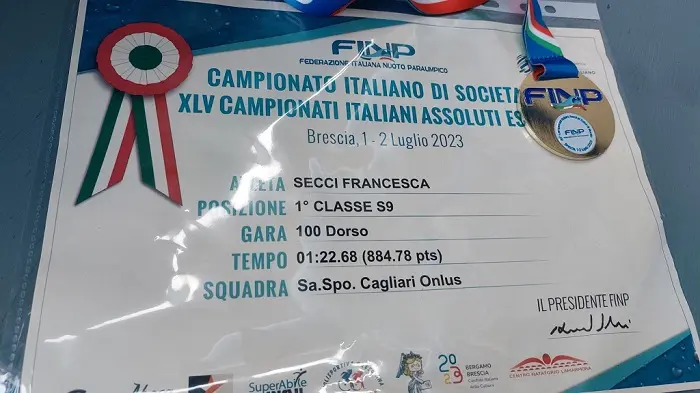 Sa.Spo. Cagliari nuoto: l'ennesimo exploit di Francesca Secci