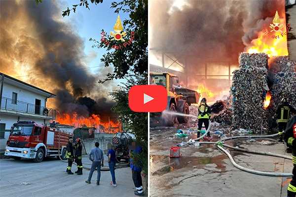 I Vvf in azione contro il devastante incendio a Contrada Canicella, Tarsia. Video