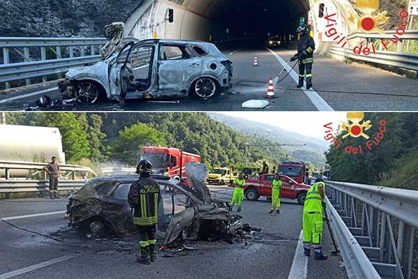 Calabria. Incidente stradale sull'A2 del Mediterraneo: bilancio due feriti e incendio veicolare