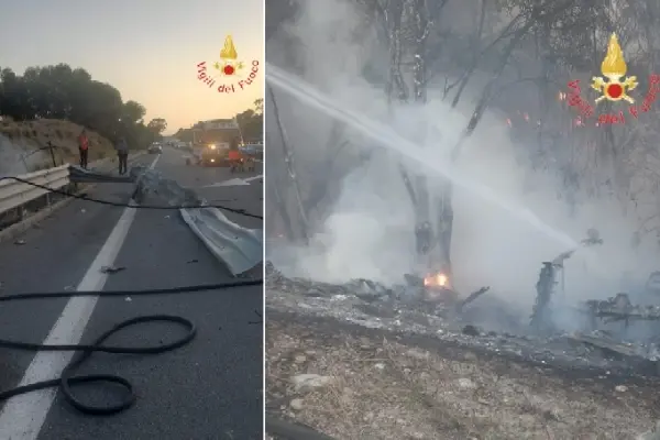 Incidente stradale a Roccella Jonica: i Vvf intervengono per estinguere incendio, recupero della vittima deceduta
