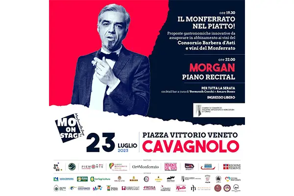 A Cantarana (Asti) con DJ Federico Grazzini e a Cavagnolo (Torino) con il concerto di Morgan. I dettagli