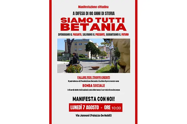 Siamo tutti Betania. Manifestiamo contro il rischio chiusura delle strutture socio-assitenziali