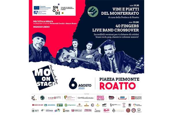 Domenica 6 agosto i 40 FINGERS in concerto a Roatto per Monferrato On Stage
