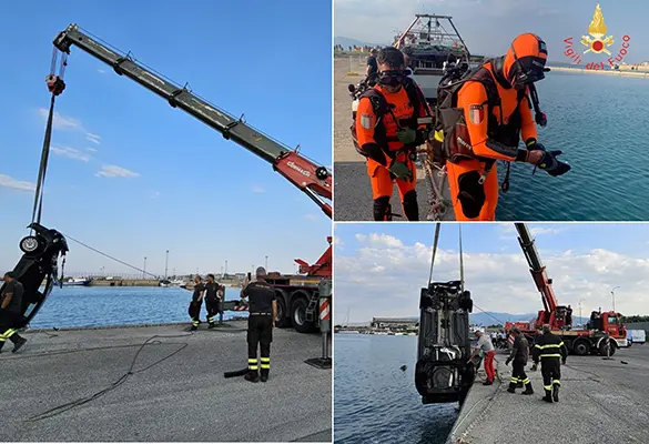 Calabria. Operazione di recupero in mare: vvf recuperano persona morta da auto inabissata