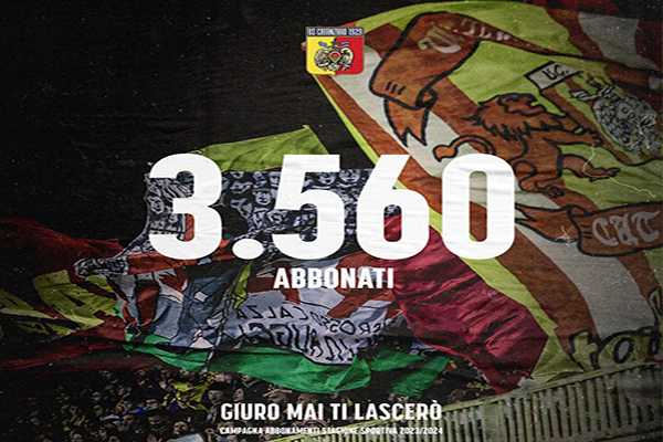 Calcio Serie B. US Catanzaro: raggiunti i 3.560 abbonamenti nella corsa al record storico, vicini ai 3955. 'Giuro Mai Ti Lascerò'