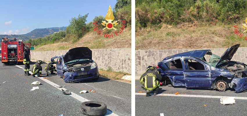 Grave incidente sull'autostrada A2: intervento dei Vvf e Elisoccorso a Lamezia Terme