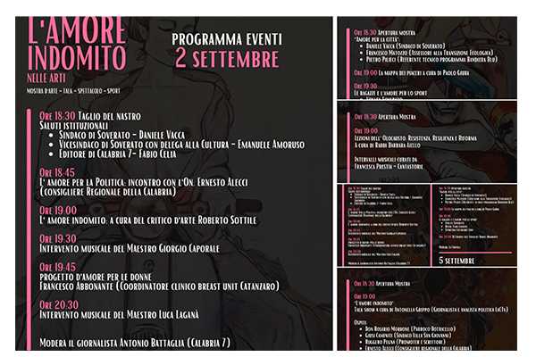 "Amore Indomito": 4 Giorni di eventi imperdibili a Soverato tra cultura, arte e talk show