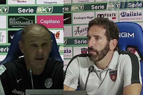 Calcio. serie B. Intervista a Pierpaolo Bisoli e Mister Caserta dopo il pareggio 2-2 tra Cosenza e FC Südtirol. (Highlights-video)