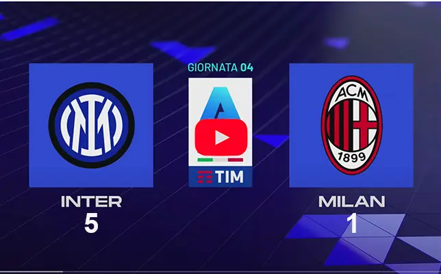 Solo Inter-Milan 5-1, altro derby stravinto! show nerazzurro. Ecco il commento del tecnico  Inzaghi e Pioli. Gli highlights