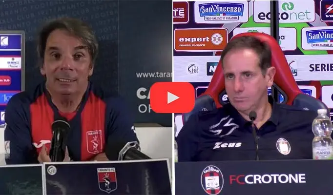 Calcio. Capuano e Zauli alla vigilia di Taranto-Crotone: guerrieri, qualità e impegno infrangibili. Video