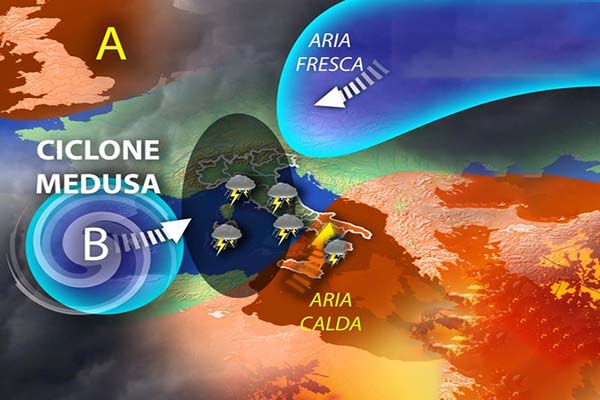 Previsioni meteo: ritorna la pioggia con il Ciclone Medusa a partire da oggi Lunedì 16 ottobre. I dettagli