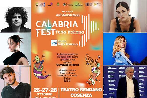 Da giovedì a sabato il “Calabria Fest Tutta Italiana” al Teatro Rendano di Cosenza con 15 big della nuova musica d’autore!