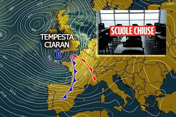 Previsioni meteo. Allerta: tempesta Ciaran colpisce l'Italia. Piogge torrenziali, neve e Scuole Chiuse. Tutti i dettagli