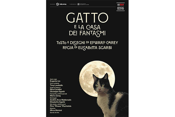 “GATTO e la casa dei fantasmi”, il film di Elisabetta Sgarbi con testo e disegni di Edward Carey