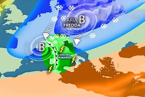 Previsioni meteo. maltempo in arrivo: nubifragi e neve a quote bassissime. Tutti i dettagli.