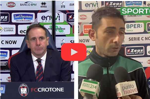 Calcio Serie C. Mister Zauli e Pazienza: delusione e speranza dopo la sconfitta del Crotone contro l'Avellino 0-1. Video