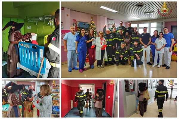 La Befana dei Vvf in visita al reparto di pediatria dell’ospedale Giovanni Paolo II di Lamezia Terme