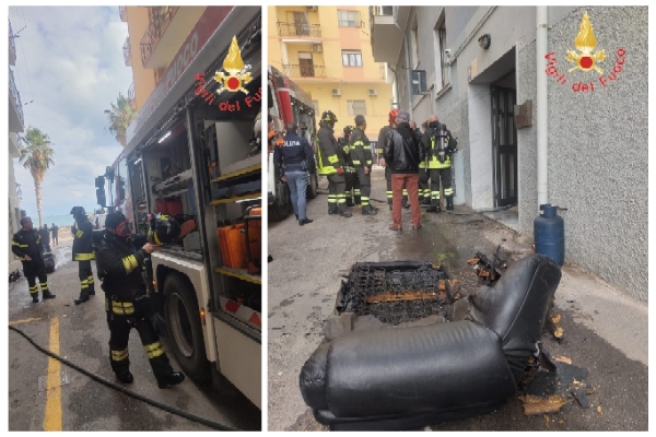 Intervento dei Vvf a Crotone per Incendio in Viale Gramsci